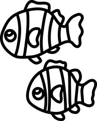 black outline flat two fish
