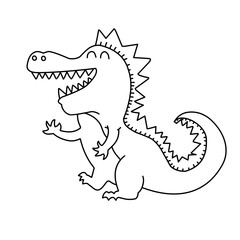 simple black and white line drawing cartoon fire breathing dragon 