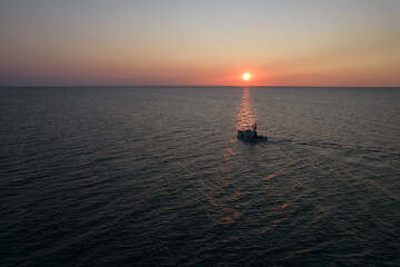 boat at sunset