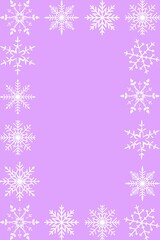 Snowflakes on a pastel purple background. Winter concept. Copy space.