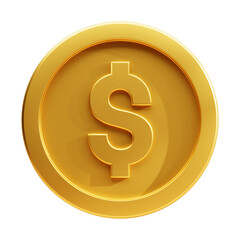 Golden Dollar coin, 3d realistic gold coin icon. - obrazy, fototapety, plakaty