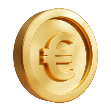 Golden Euro coin, 3d realistic gold coin icon.