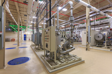Water treatment plant control panel room