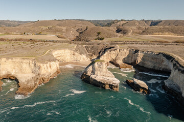The shark fin rock formation in Davenport, California