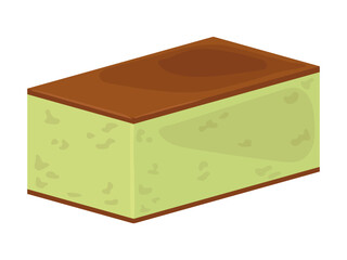 Vector illustration of kasutera or castella. Japanese dessert. Asian food. Japanese traditional green tea sponge cake.