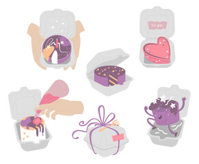 Korean Bento mini box cake. Small dessert.