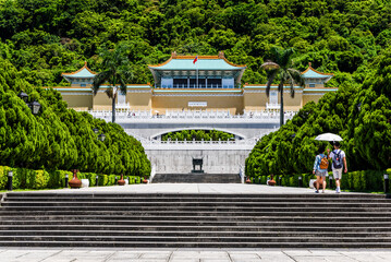 Building view of the Taiwan National Palace Museum in Taipei, Taiwan. This is a Magnificent Chinese-style palace building.