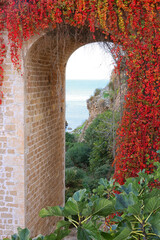 Architectural feature in Polignano a Mare resort in Italy, Europe