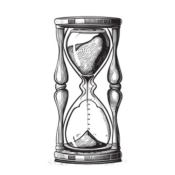 Hourglass hand drawn sketch Justice Vector illustration.