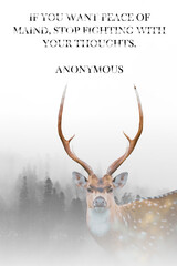 Naklejka premium deer in winter deer in mountain