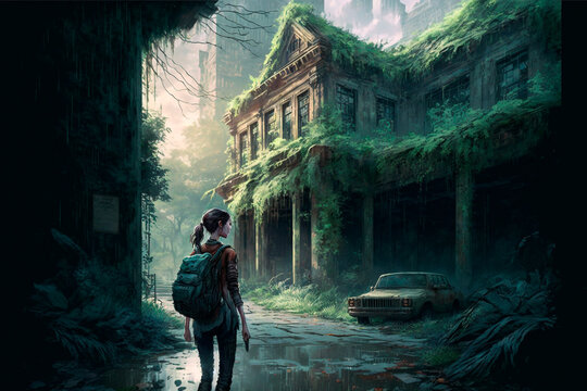 girl in abandoned city