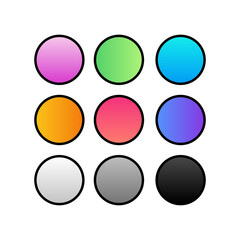 Set of colorful gradients in circle shapes