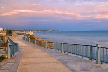 Sunrise colours at Polignano a Mare resort in Puglia, Italy, Europe	