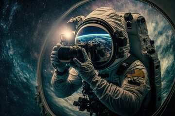 Fototapeta na wymiar astronaut capturing pictures
