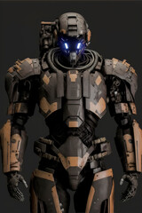Fototapeta premium Robots. Soldier Robot hyper realistic. Conceptual project 2025. Futuristic interpretation. Illustration for advertising, cartoons, games, blockbusters, print media. My collection.