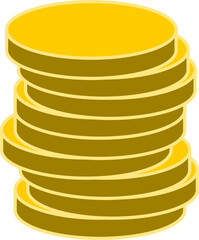 Gold Coin Money or Cryptocurrency Stapled Token Symbol Icon. Vector Image.