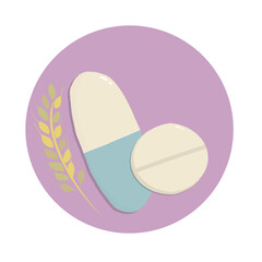 drawing of neutral tablet, pill, food supplement, medicine. beautiful Illustration