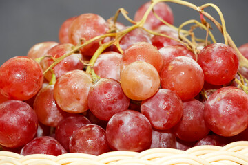 Fresh Red Grapes In Dark Background