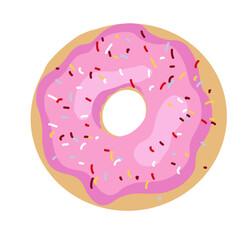 gros Donut beignet glaçage blanc. illustration  - obrazy, fototapety, plakaty