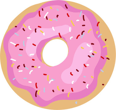 large doughnut with white icing. illustration. isolated image