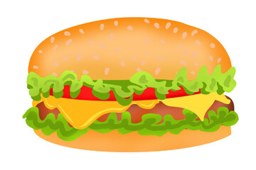 coloured hamburger. Illustration, isolated