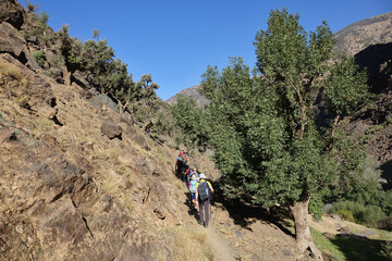 Obraz premium La grande traversée de l’Atlas au Maroc, 18 jours de marche. Traversée de villages typiques dont l'Azgour 