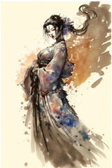 Ai acquerello geisha 04