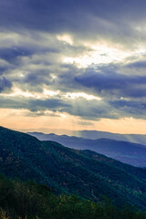 Obraz premium View of Old Man in the Mountain at sunset from Skyline Drive in Shenandoah National Park, Virginia