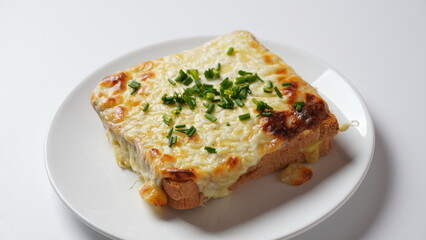 Hot French Traditional  sandwich for breakfast - croque-monsieur