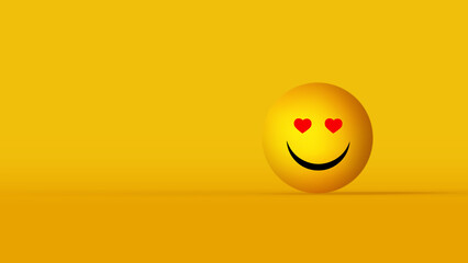 bright yellow smiley in the form of a ball on a yellow background