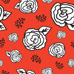 White roses seamless pattern print background