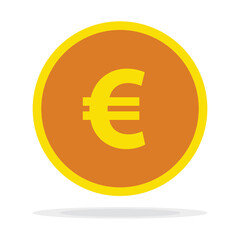 Coin icon. Money symbol. Bank payment symbol. Euro sign. Euro coin. Golden coin. Finance. Currency. Wealth symbol. Success. Cash. Currency exchange. European currency. Gold.