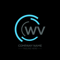 WV logo monogram isolated on circle element design template, WV letter logo design on black background. WV creative initials letter logo concept. WV letter design.
