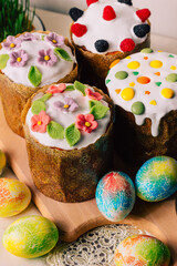 Easter cakes and painted eggs. spring holiday. High quality photo