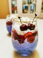 Colorful desert with cherry, home made