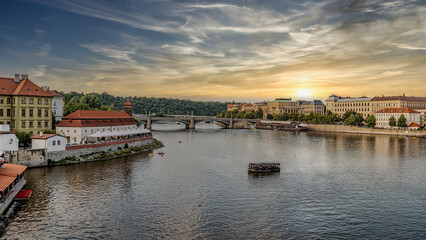 Fototapeta na wymiar panorama river Danube Prague