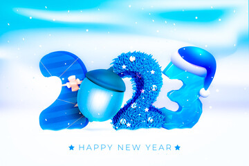 New Year 2023 background, new year. 3d illustration