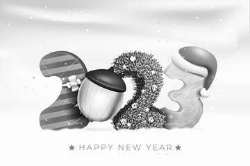 New Year 2023 background, new year. 3d illustration