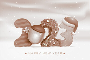 New Year 2023 background, new year. 3d illustration