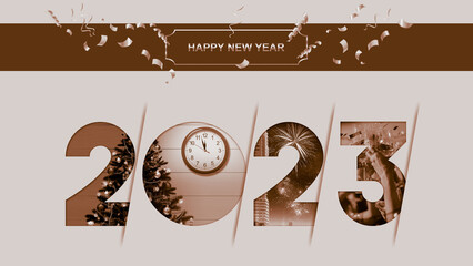 New Year 2023 background, new year. 3d illustration