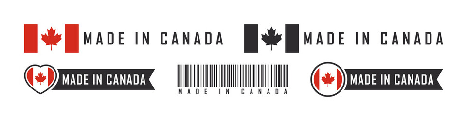 Made in Canada logo or labels. Canada product emblems. Vector illustration