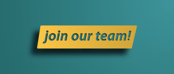 Naklejka premium yellow joint our team text on blue banner company business employment job concept illustration corporate success teamwork