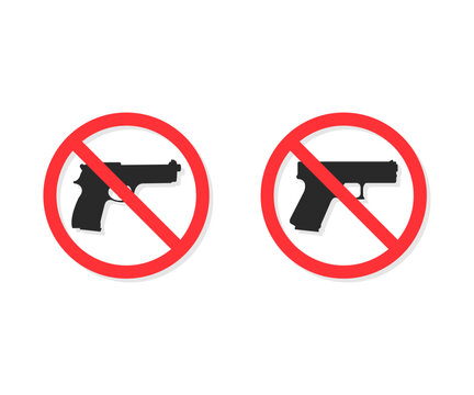 No weapons sign. No guns icon. No gun sign. Prohibiting sign for gun