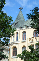 Fototapeta na wymiar Riga's Old Town Historic Cat House