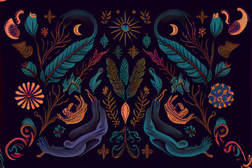 Pastel Bird Pattern Illustration - AI Art