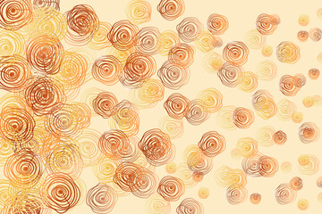 Light red, yellow vector template with spirals, circles, lines. Gradient glitter abstract elements on a beige background. The best colorful design for your business