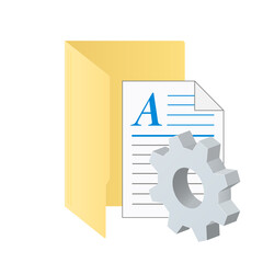 File computer folder and document with gear icon Settings icon or instruction