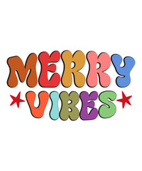Merry Vibes SVG, Merry and Bright SVG, Wavy Letters SVG, Merry Christmas SVG