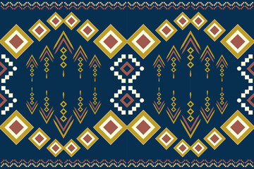 Ethnic fabric pattern geometric style. Sarong Aztec Ethnic oriental pattern traditional blue background. Abstract,vector,illustration. Use for texture,clothing,wrapping,decoration,carpet.