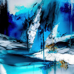 Abstrakt Wintercolor BLAU Grafik Gernerative AI Abstrakte Kunst Digital ART Illustration Cover Backdrop Hintergrund